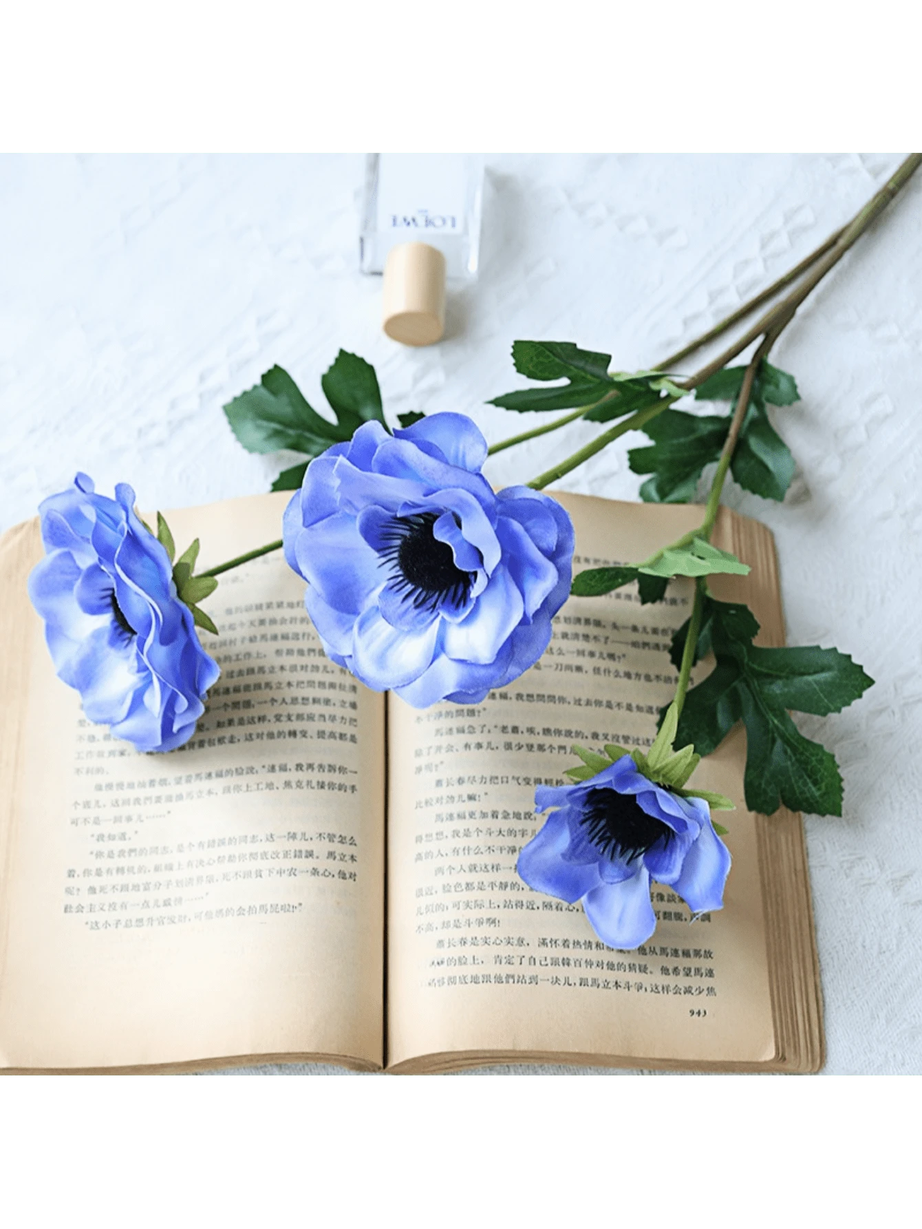 Home Decor Floral Arrangement Rustic Simulation 3 Silver Lotus Flower