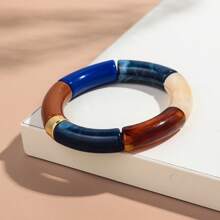 1pc Fashionable Leopard Print Acrylic Curved Adjustable Bracelet, Suitable For Women's Daily Wear - Geometric - View 17