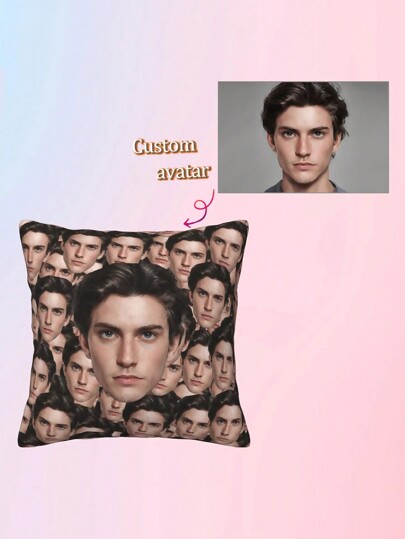 1pc Customizable Male Portrait Face Cute Couple Holiday Memorial Christmas Valentine Photograph DIY Cushion Cover, Family, Couples, Child, Pet, Friend, Single-Sided Printed Pillow Case For Living Room Sofa Bedroom, Suitable For All Seasons, Without Pillow Insert.,Durable,Breathable,Lightweight,Washable,Funny,Cute,Love,Soft,Comfortable,Elegant,Simple,Custom,Personalized,Unique,Ideal Gifts For Him,Ideal Gifts For Her,Him,Her,Boyfriend,Girlfriend,Dad,Mom,Family,Friends,For Anniversaries,For Mother's Day,For Birthdays,For Valentine's Day,For Graduation,For Father's Day,For Weddings,For Housewarming,Sofa,Bed,Car,Tea Room,Bedroom,Bathroom,Living Room,Dining Room