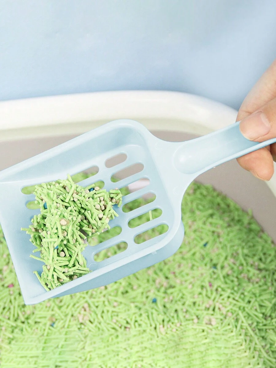 1 Pieza Pala De Arena De Plástico Para Mascota Para Gatos, Herramientas De Limpieza De La Caja De Arena De Gato, Productos Para Mascotas, Suministros Para Gatos - Azul - Ver 1