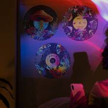 Juego de 4 decoraciones de pared con diseño de discos de vinilo de Putuo Decor: decoración de habitación con hongos, decoración de habitaciones con discos de vinilo para adolescentes y niñas, collage de decoración de habitaciones vintage en tonos pastel para dormitorio, garaje y bar - Multicolor - Ver 6