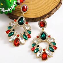 2 件水钻几何翼优雅吊坠耳环，适合女性圣诞节、日常、派对佩戴 - 聖誕耳環 - 查看 12