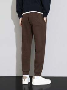 1 条男友风格男士高品质时尚羊毛防风裤，时尚多口袋加厚保暖休闲运动长裤，适合秋冬季 - 咖啡棕 - 查看 4