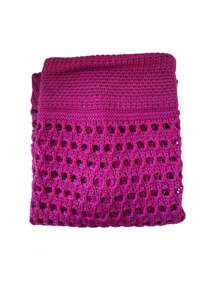 Beach Cover-Up Crochet Knit Skirt With Side Drawstring Slit Festival - Màu Hoa hồng đỏ - Xem 3