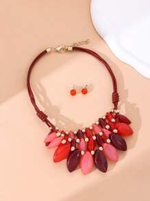 1 bộ mặt dây chuyền nhỏ giọt thủ công theo phong cách Bohemian cổ điển Châu Âu và Mỹ, nhiều lớp, vòng cổ và hoa tai - Ngôi sao - Xem 15