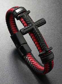 Bracelet avec croix, idée cadeau chrétienne élégante adaptée aux adolescents ou aux hommes, parfait pour le baptême, les bas de Noël, le Nouvel An, la Saint-Valentin, la fête des pères