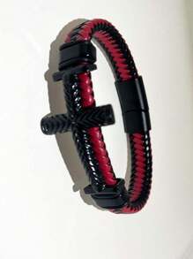 Bracelet avec croix, idée cadeau chrétienne élégante adaptée aux adolescents ou aux hommes, parfait pour le baptême, les bas de Noël, le Nouvel An, la Saint-Valentin, la fête des pères