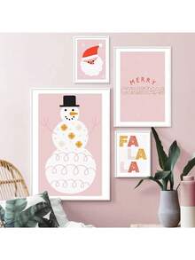1 件圣诞树礼物圣诞老人雪人小铃铛墙壁艺术帆布画北欧海报印刷品图片婴儿儿童房间装饰无框架 - 彩色 - 查看 6