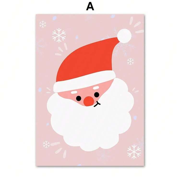 1 件圣诞树礼物圣诞老人雪人小铃铛墙壁艺术帆布画北欧海报印刷品图片婴儿儿童房间装饰无框架 - 彩色 - 查看 12