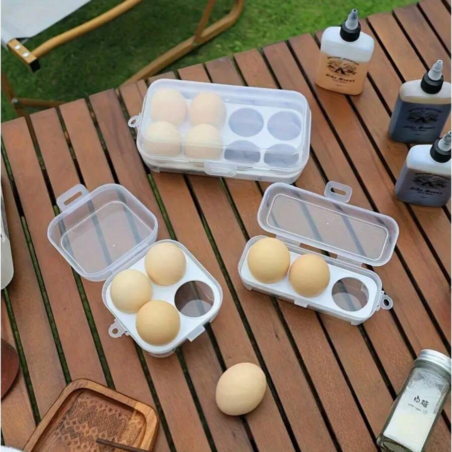 可调节 2/4/8 格鸡蛋架防震厨房容器盒收纳盒适用于户外露营野餐便携式鸡蛋收纳盒 - 防溢、防震、便携 - 非常适合露营、野餐和旅行存储，1 件 - 彩色 - 查看 1
