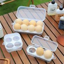 可调节 2/4/8 格鸡蛋架防震厨房容器盒收纳盒适用于户外露营野餐便携式鸡蛋收纳盒 - 防溢、防震、便携 - 非常适合露营、野餐和旅行存储，1 件 - 彩色 - 查看 9