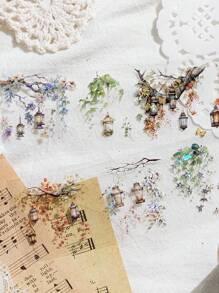 CANDY POETRY 1 卷 2 米植物与花卉模切和纸胶带、创意美学贴纸、DIY 装饰剪贴簿工艺材料、节日礼物、个性化剪贴簿学校用品 - 彩色 - 查看 6