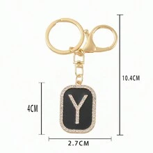 1 件定制个性化首字母钥匙扣，锌合金 26 个英文字母水钻吊坠 - 字母 - 查看 2