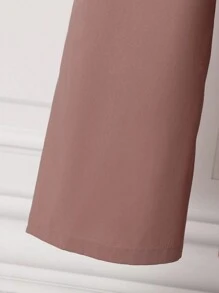 ZANZEA Women Long Sleeve Drawstring Waist Asymmetric Hem Shirt Tops Wide-Leg Long Pants Trousers 2pcs Sets Outfits - Cameo - 查看 7