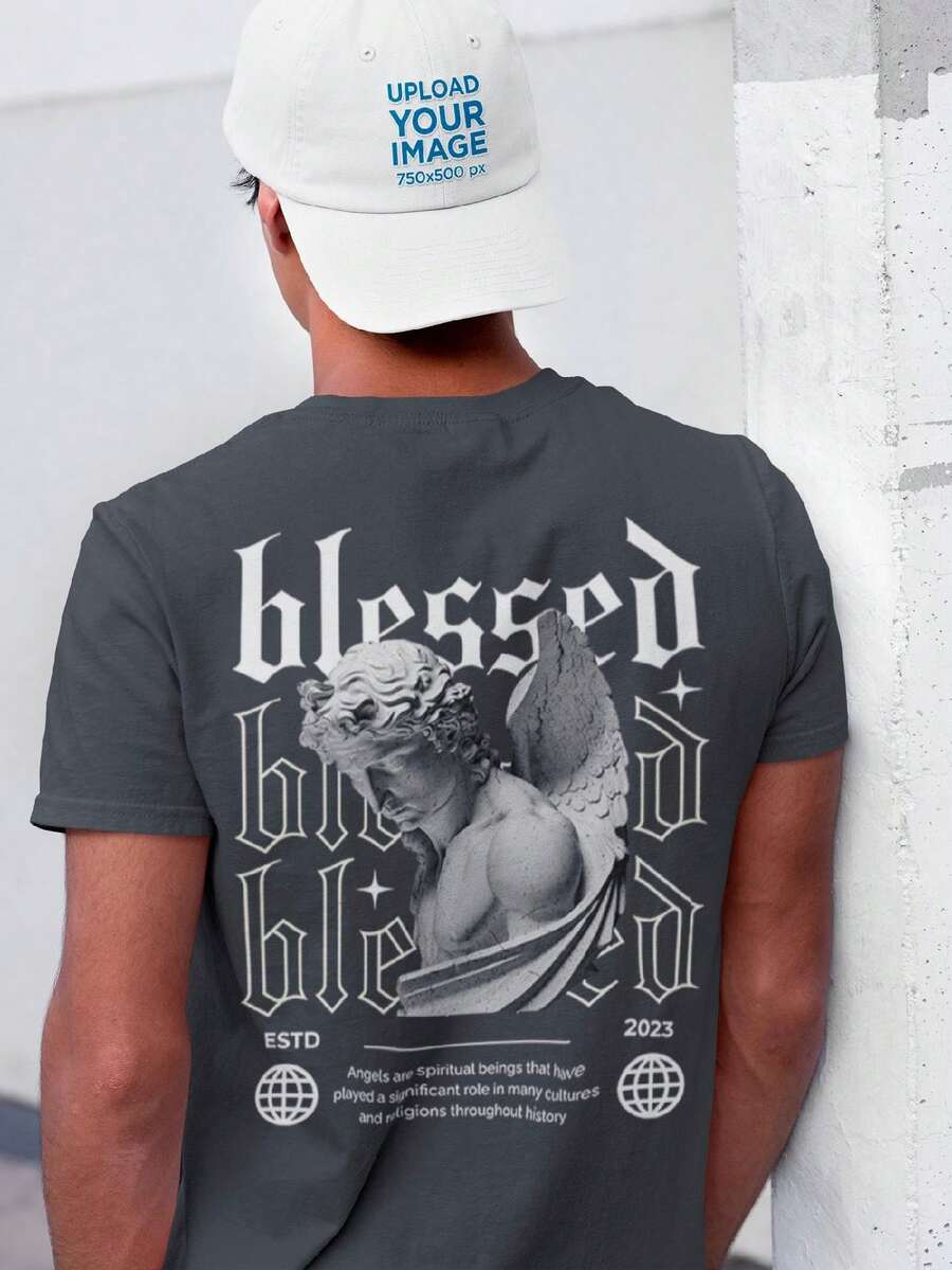 Men's T-Shirt 100% Cotton Premium  Cotton Streetwear Shirt - 深灰色 - 查看 1