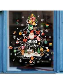 1 miếng dán cửa sổ tĩnh điện hình cây thông Noel, ông già Noel, người tuyết, hoa văn bông tuyết, miếng dán cửa sổ kính, trang trí nhà cửa, lối vào phòng ngủ, phòng khách, hiên nhà, miếng dán có thể tháo rời - Nhiều màu - Xem 5