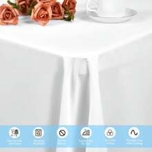 REWOMC 4 Pack White Tablecloths For 6ft Rectangle Tables 60 X 102 Inch - Polyester Table Cover Stain And Wrinkle Resistant Washable Fabric Table Clothes For Wedding Party Banquet Reception Restaurant Multiple Colors,Weddings Graduation Season Outdoor Events Entertain Guests - trắng - Xem 4