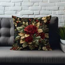1 Stück 18"X18" elegante vintage Rose Deko Kissenbezug (einseitiger Muster), geeignet für Heimdekoration, Sofa, Bett oder Fenstersitzauflage (Kissenfüllung nicht enthalten)