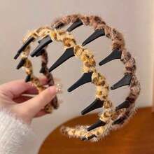 1 件豹纹休闲优雅性感街头风格 ABS 波浪发带头带，适合休闲、秋冬新品 - 彩色 - 查看 10