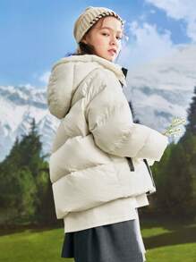 Balabala Children's Color-Block Down Jacket, 2023 Autumn/Winter New Tween Girl' Wear, Tween Girl' Parent-Child Padded Coat, Warm