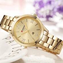 Relógio Feminino de Moda CURREN Marca Superior Senhora de Luxo Clássico Relógio de Pulso de Menina Pulseira de Aço Inoxidável Simples Original à Prova D"Água Função de Data Automática Relógio Feminino Presente 9007