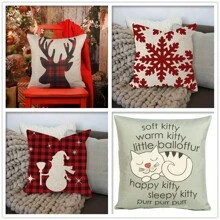 Husă de pernă cu fulgi de zăpadă de Crăciun Husă de pernă de in fulgi de nea roșii, pentru canapea extensibilă, iarnă, fată de pernă moale 18x18 inch - YM3409193 pachet unic de fulgi de zăpadă - Vizualizare 1