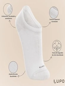 Kit 6 Pairs Lupo Socks Slipper Invisible Sock Unisex Cotton 3270 - 白色 - 查看 3
