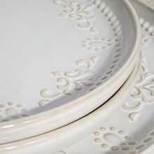 2pcs Artena Dinner Plates, 8.5''/10.75'' Plate Set, Vintage Serving Dishes, Steak Plates, Microwave & Dishwasher Safe, Embossed Ceramic Salad Plates For Kitchen - 錦緞花卉 -10.75 英寸 - 查看 6