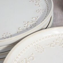 2pcs Artena Dinner Plates, 8.5''/10.75'' Plate Set, Vintage Serving Dishes, Steak Plates, Microwave & Dishwasher Safe, Embossed Ceramic Salad Plates For Kitchen - 錦緞花卉 -10.75 英寸 - 查看 4