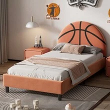 Rainbow Design Upholstered Twin Platform Bed Cute Style Princess Bed For Boys & Girls, Teens, Colorful & Pink - 七彩+絨+雙床 - 查看 11