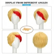 动漫假发 金色亮点 红色短发 合成假发 角色扮演假发 - 彩色 - 查看 4