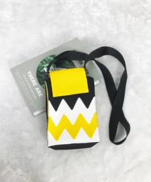 2Pcs/SET Women's Geometric Pattern Hook Needle Woven Mobile Phone Bag, Fashion Multi -Function Cross -Body Bag, Must Be Necessary For Portable Travel, Suitable For Placing Mobile Phones Or Other Small Items. - 黃色+橙色 - 查看 4