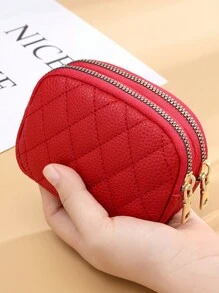 新款 水钻刺绣 钥匙扣 收纳袋 双拉链 大容量 卡包 生日 圣诞礼物 感恩节 复古 女士 钱包 迷你钱包 钱包 零钱包 旅行钱包