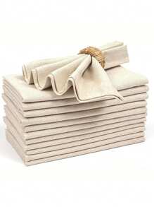 2/6/12/300pcs Beige Linen-Look Napkins, Suitable For Banquet, Dining, Restaurant, Kitchen, Dining Table Decor