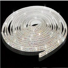 Pegatinas decorativas de coche con cristal y strass - 0,5 cm * 100 cm, Cubierta interior de auto, Accesorios de decoración de coche para niñas, Accesorios brillantes para personalizar el interior del vehículo - L9M0 - Multicolor - Ver 8