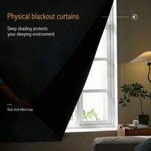 1pc Rèm che nắng 100% cho phòng ngủ Rèm tự dính Rèm tạm thời Dễ lắp đặt Dùng cho rèm bếp Rèm cửa sổ - Xám - Xem 7