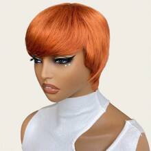 6inch Human Hair Short Pixie Cut Wig For Women Layered Hair With Bangs Wig Haircut Full Machine Made Wig For Halloween Costumes - S350 - View 6