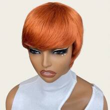 6inch Human Hair Short Pixie Cut Wig For Women Layered Hair With Bangs Wig Haircut Full Machine Made Wig For Halloween Costumes - S350 - View 7