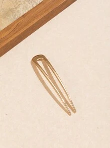 1件歐式金屬合金U型光滑新娘髮夾，優雅髮飾，適用盤髮髮髻，髮簪髮髻造型針，髮飾配件，學校用品，女性頭飾髮飾 - 金色 - 查看 4