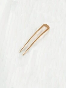 1件歐式金屬合金U型光滑新娘髮夾，優雅髮飾，適用盤髮髮髻，髮簪髮髻造型針，髮飾配件，學校用品，女性頭飾髮飾 - 金色 - 查看 6