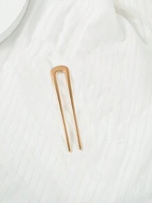 1件歐式金屬合金U型光滑新娘髮夾，優雅髮飾，適用盤髮髮髻，髮簪髮髻造型針，髮飾配件，學校用品，女性頭飾髮飾 - 金色 - 查看 5