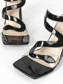 Damen High Heel Sandaletten in Pink mit offener Zehenpartie, sexy und elegant für Partys, formelle Anlässe und modischen Auftritt - Schwarz - Übersicht 6