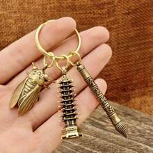 Wenchang Tower, Wenchang Pen, Key Chain Pendant, Bag Pendant Gift, Wisdom And Good Luck, Money Rolling In. - Gold - View 1