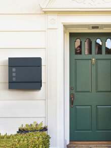 SONGMICS Modern Mailbox, Lockable Wall-Mounted Post Letter Box With Newspaper Holder, Easy To Install, Anthracite Grey - Dark Grey - View 2