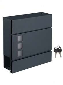 SONGMICS Modern Mailbox, Lockable Wall-Mounted Post Letter Box With Newspaper Holder, Easy To Install, Anthracite Grey - Dark Grey - View 8