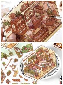 Self-Made Library, Sunshine Greenhouse Infeel.Me Open Series PET Stickers Cute Cartoon Planner DIY Scenery Decor Stickers - Multicolor - View 13