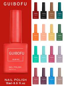 14件套凝胶指甲油套装，秋季闪亮半永久亮片指甲油套装，可卸UV指甲油，美甲美甲设计，纯色，一瓶15毫升 - 彩色 - 查看 6