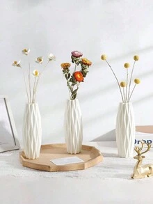 1 件装花卉和植物的白色塑料花瓶，落地式花瓶，适用于家庭、客厅、卧室、餐桌、阳台、宿舍、办公室、橱柜、壁炉、婚礼、派对、节日装饰 - 白色 - 查看 9