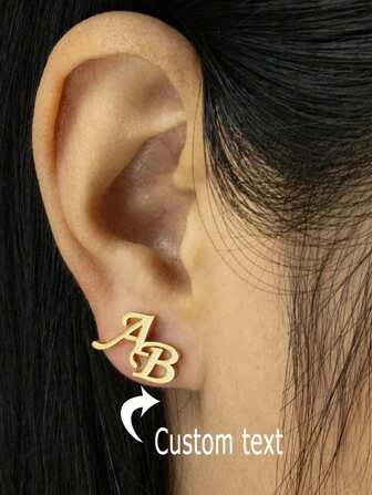 1 Pair Customized Initial A-Z Letter Name Earrings For Women Gold Color Stainless Steel Name Earrings Personalized Wedding Jewelry Party Gifts