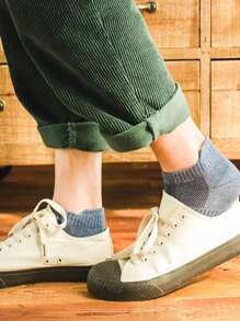 10 pares de calcetines absorbentes de sudor transpirables de color sólido para hombres - A - Ver 4